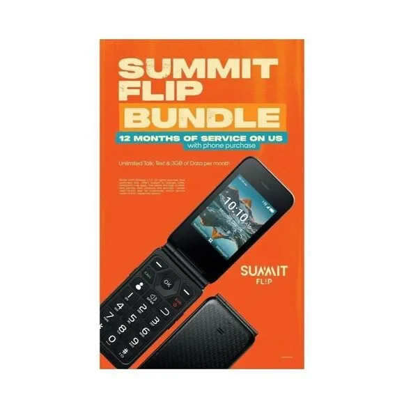 Boost Mobile Summit Flip Bundle 2.8 5MP Prepaid Phone w/ 12 Months Service NEW